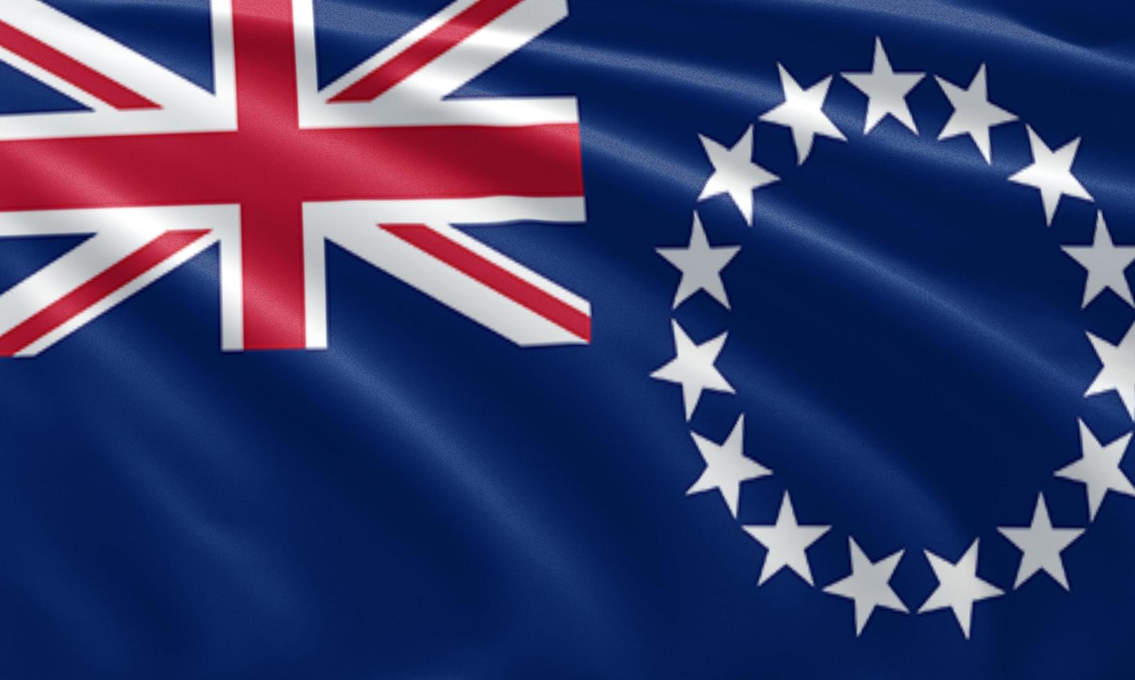 close up waving flag of Cook Islands photo
