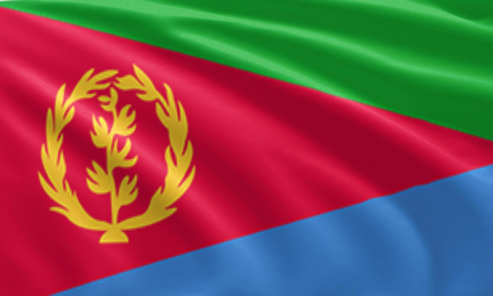 close up waving flag of Eritrea photo
