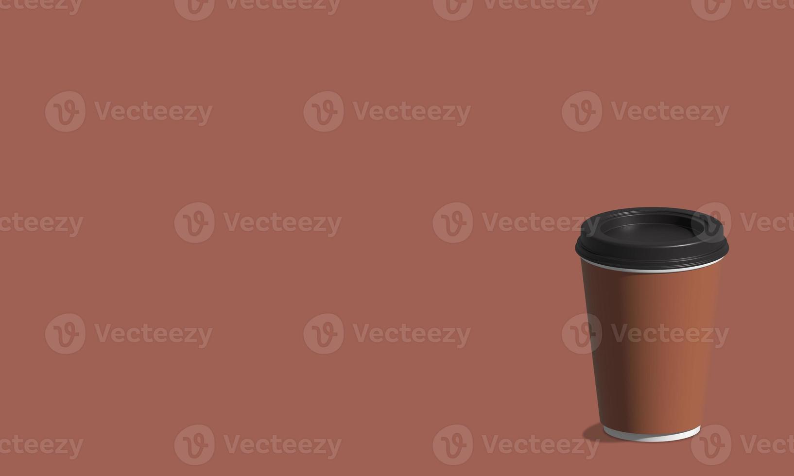 maqueta de taza de café. renderizar una ilustración 3d realista. diseño de maqueta de paquete para marca. café de distancia. Café para llevar foto