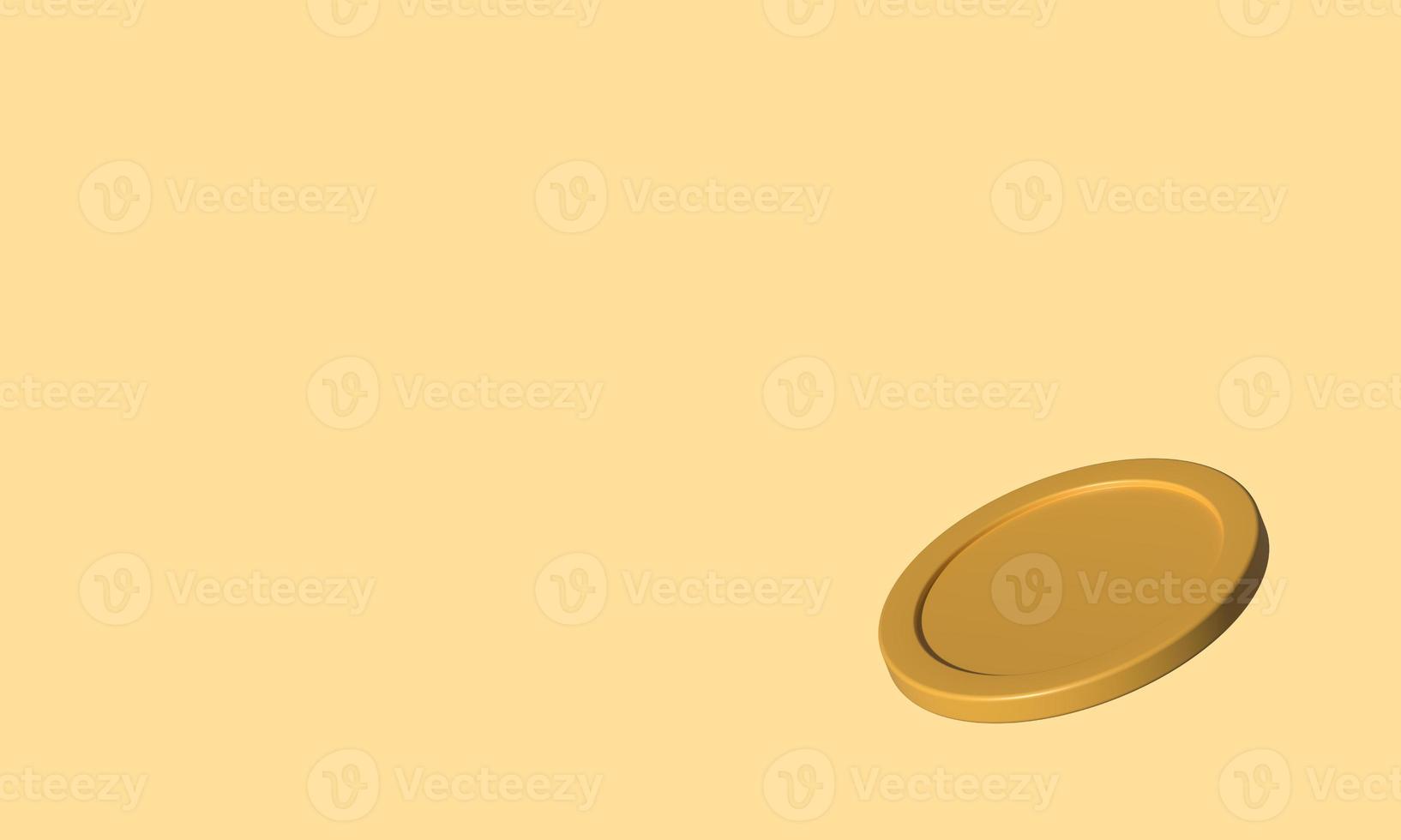 Cartoon gold coin icon isolated. Gold 3d coin visual for composition. Isolated 3d render coin icon photo