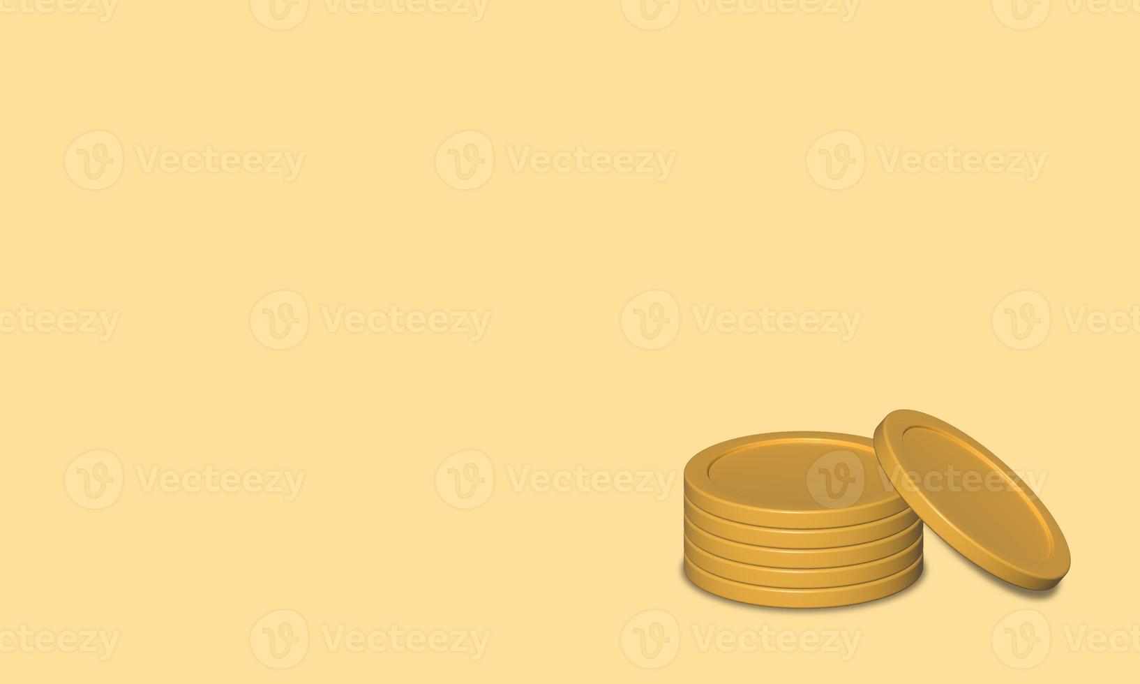 Cartoon gold coin icon isolated. Gold 3d coin visual for composition. Isolated 3d render coin icon photo