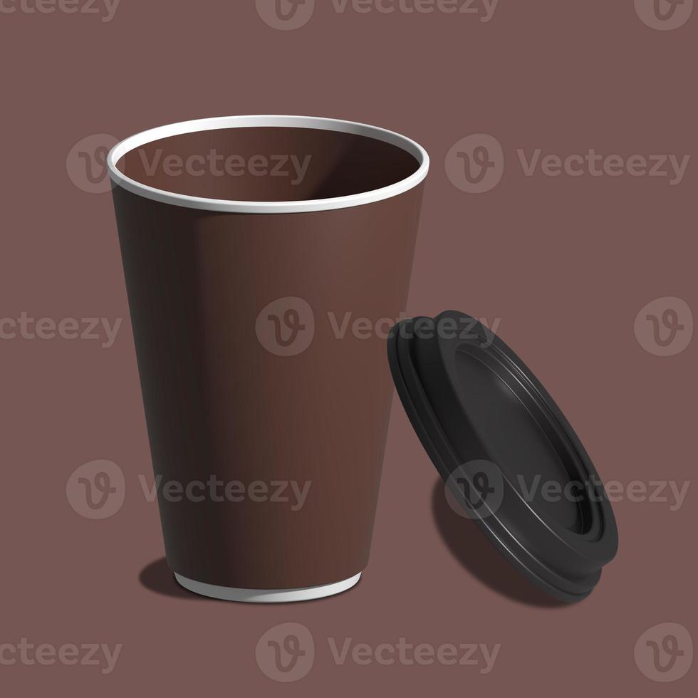 Coffee cup mock-up. Render realistic 3d illustration. Package mockup design for branding. Coffee away. Coffee to go photo