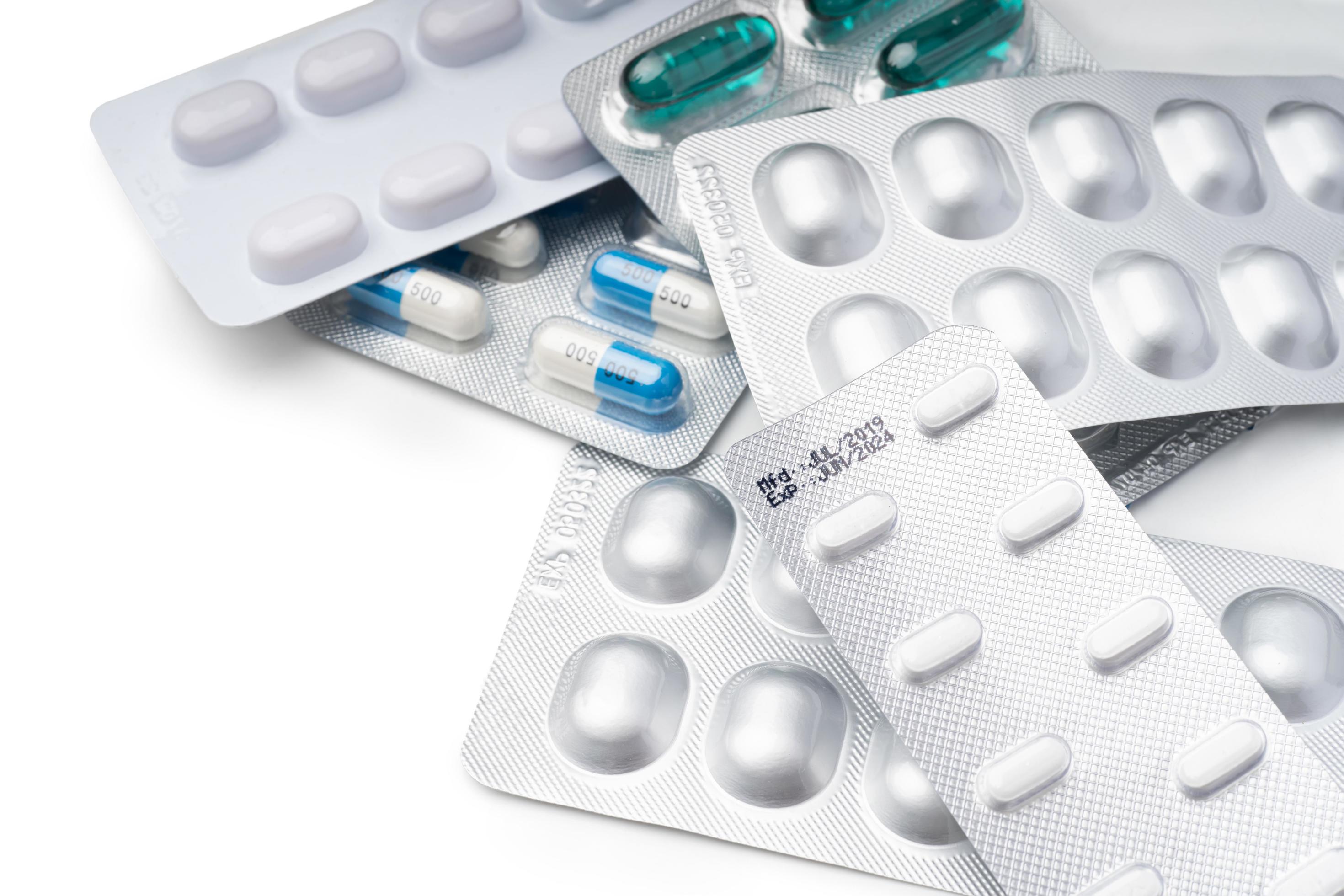 Drug expiration dates . Expiry date on packet of medication 7135494