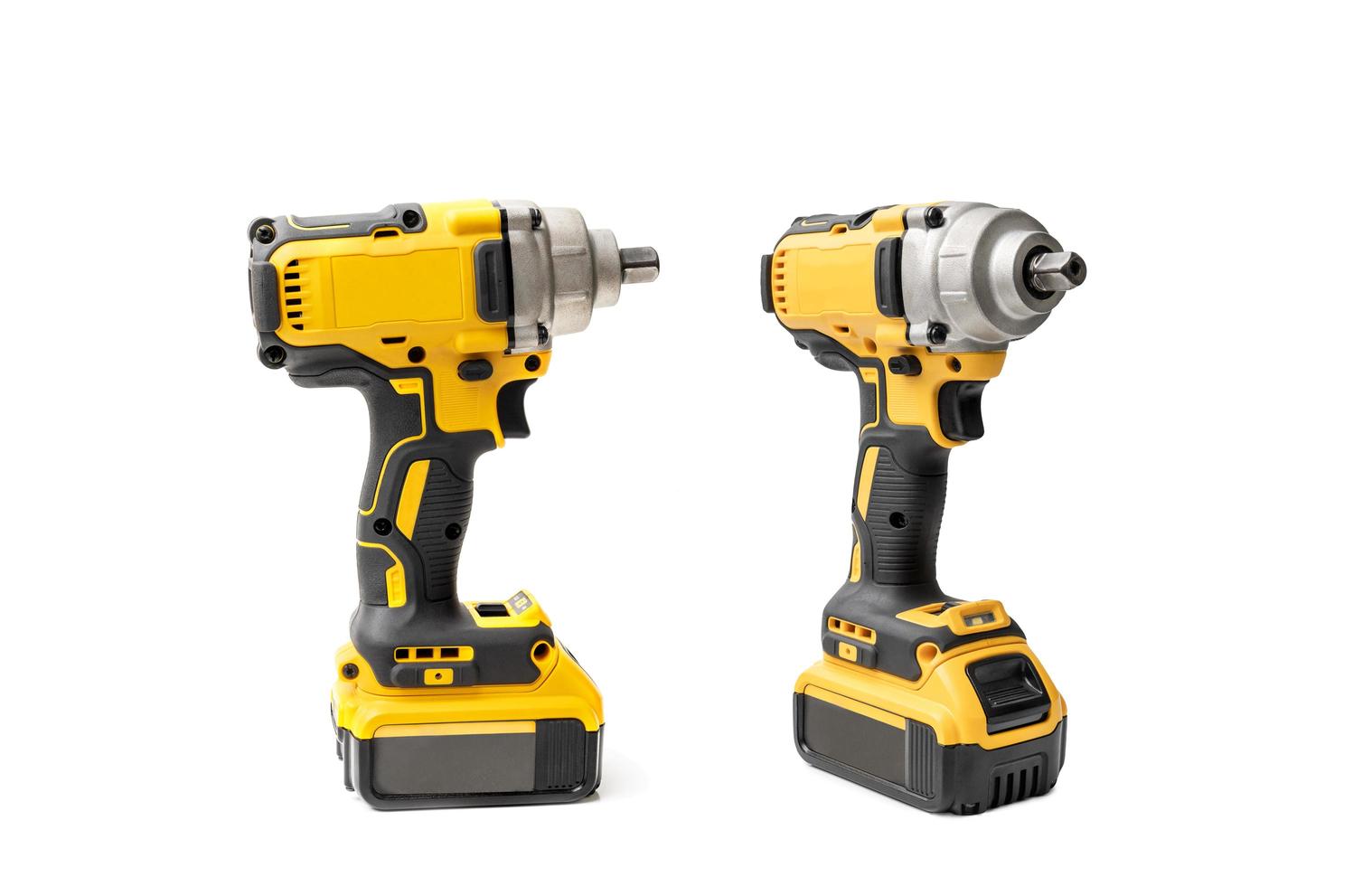 Electric tool ,Power tool ,Mid-Range Cordless Impact Wrench or or Cordless screwdriver with battery on white background photo