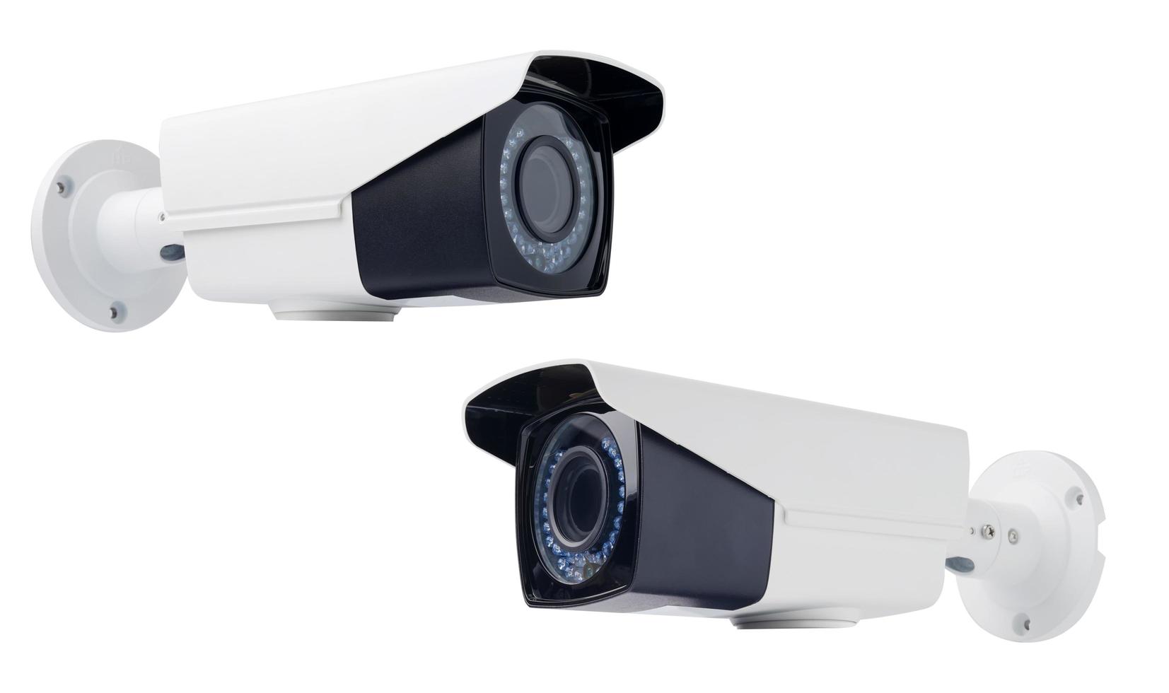 Cctv Camera, Wall Security Camera isolated on white background . clipping paths photo