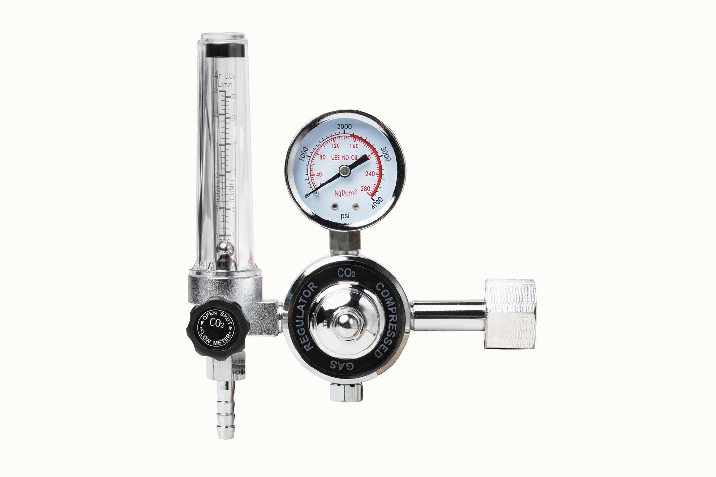 Co2 Regulator Gauge with Heater for welding isolated on white background photo
