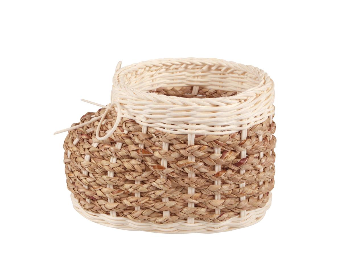 wicker basket on white background photo