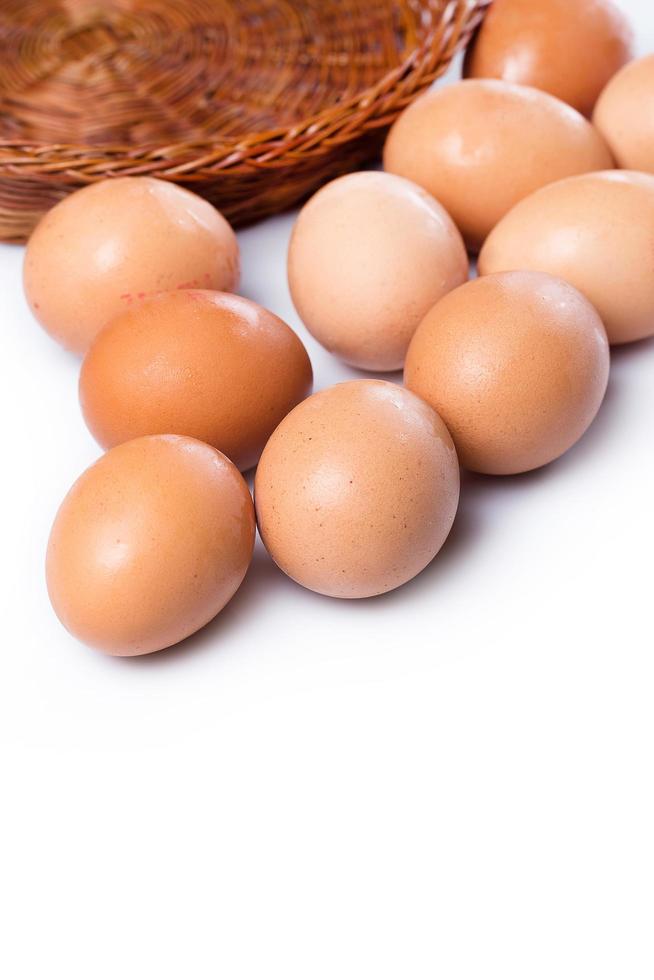 Closeup of Brown eggs photo