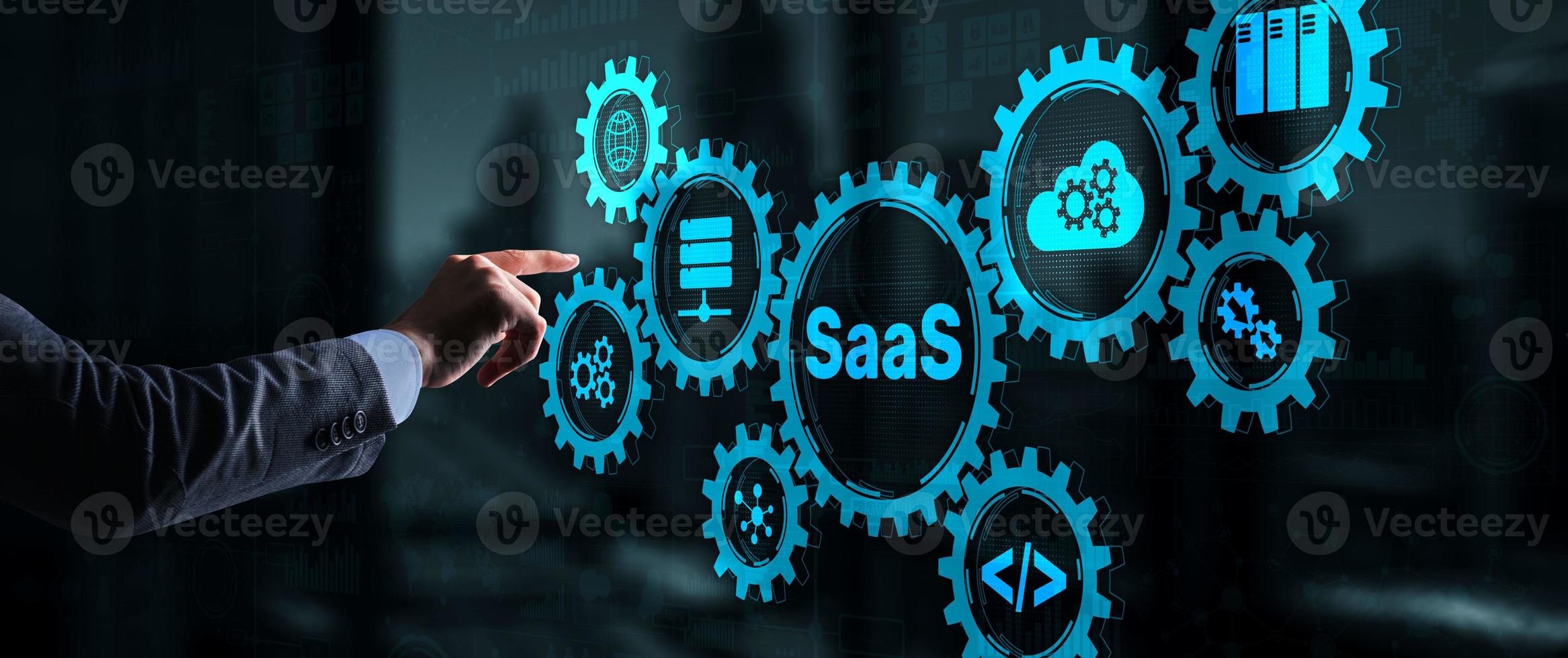 SaaS, Software as a Service. Internet and networking Technology concept photo