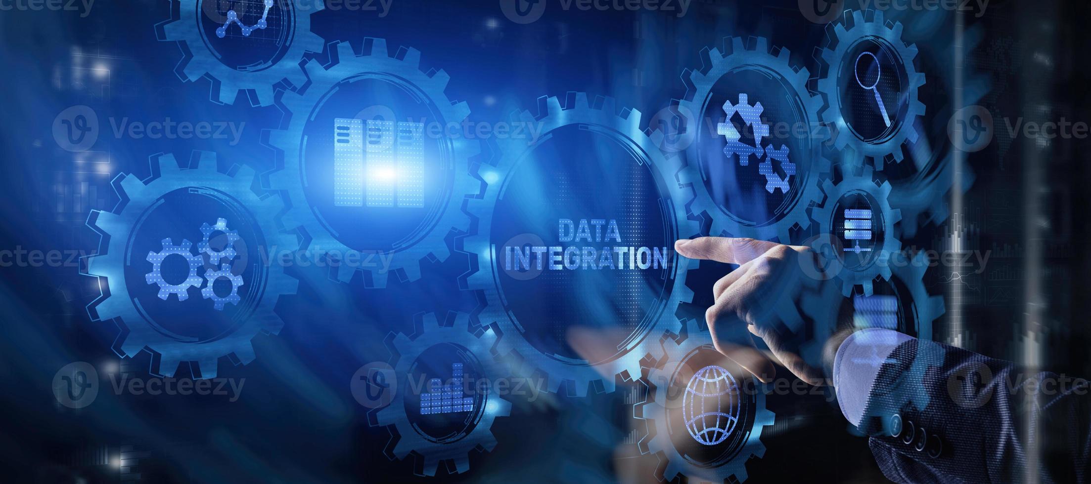 Business Technology Data integration concept on abstract background photo