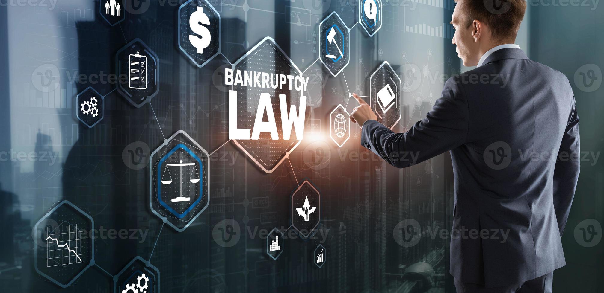 Bankruptcy law concept. Insolvency law. Company has problems photo