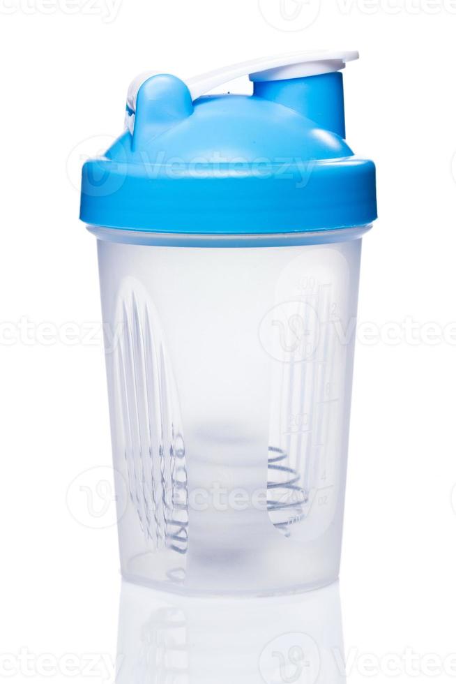 Empty protein shaker with metallic ball photo