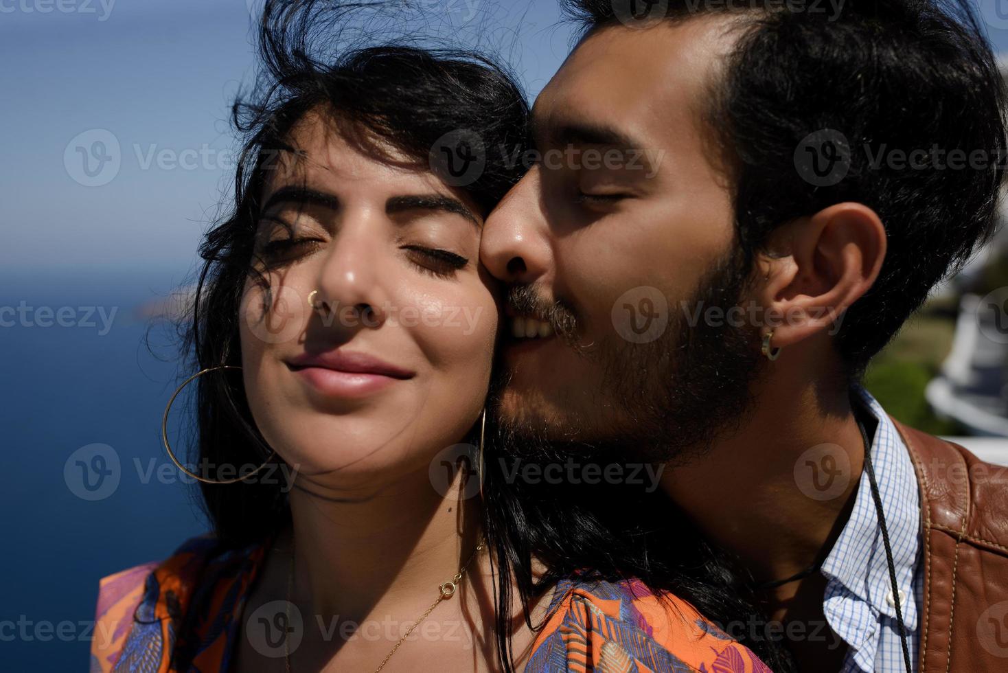 Cropped close up photo of passionate alluring tempting cute lovely tender beautiful long desirable kiss, Handsome muscular man is touching his attractive gorgeous with long hairstyle mistress