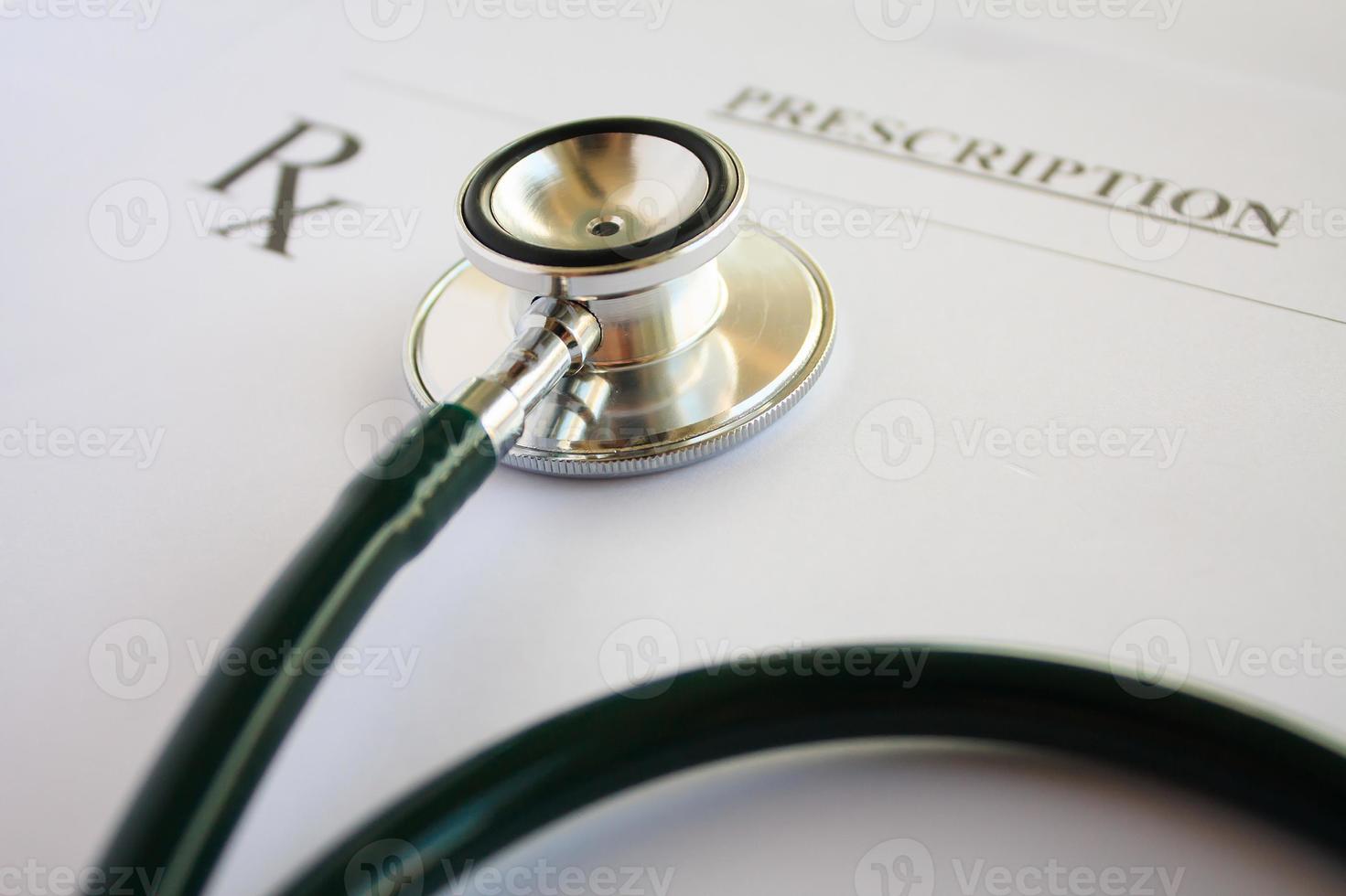 Blank medical prescription with stethoscope photo