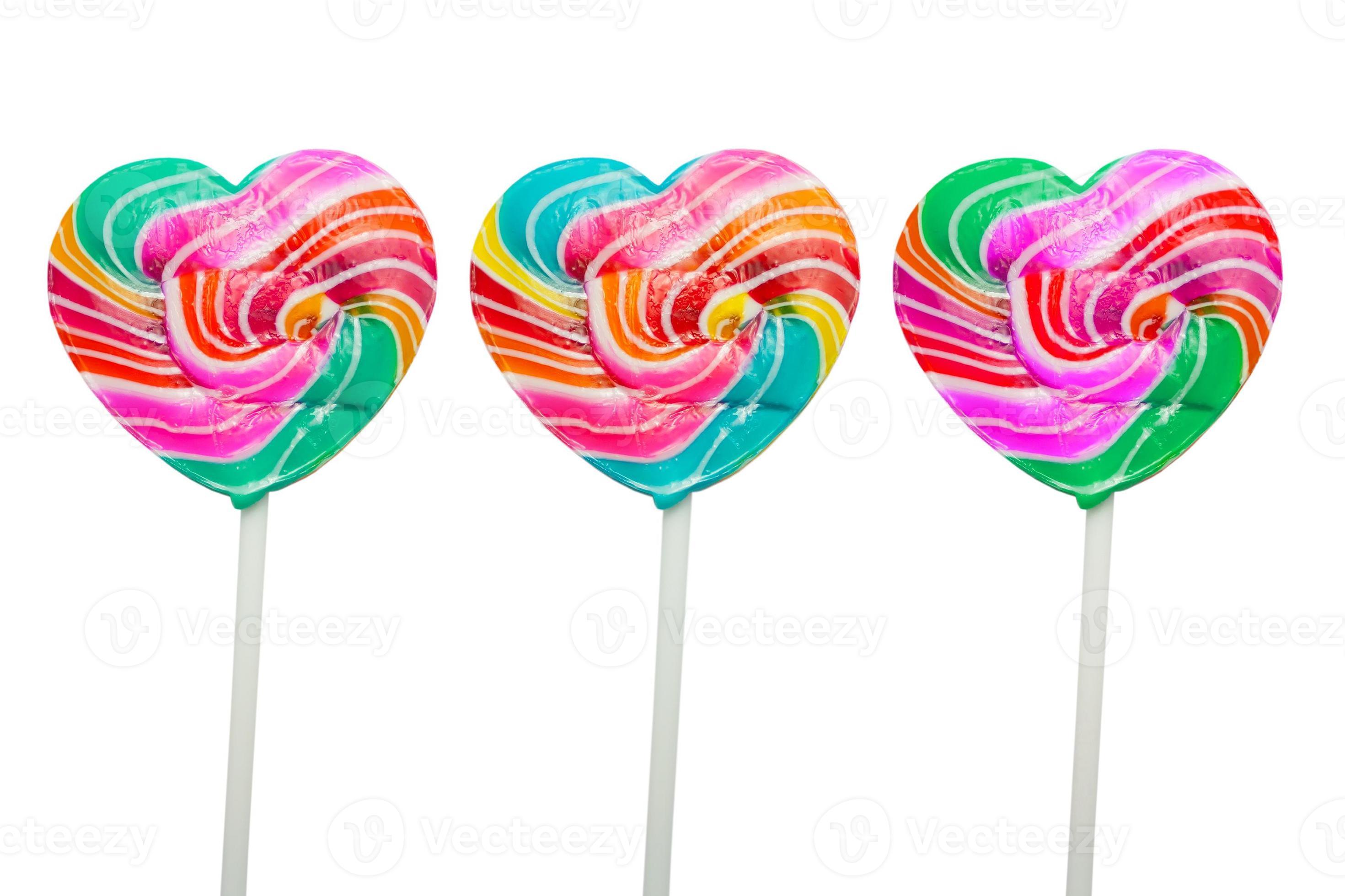 colorful heart lollipops isolated on a white background 7137865 Stock