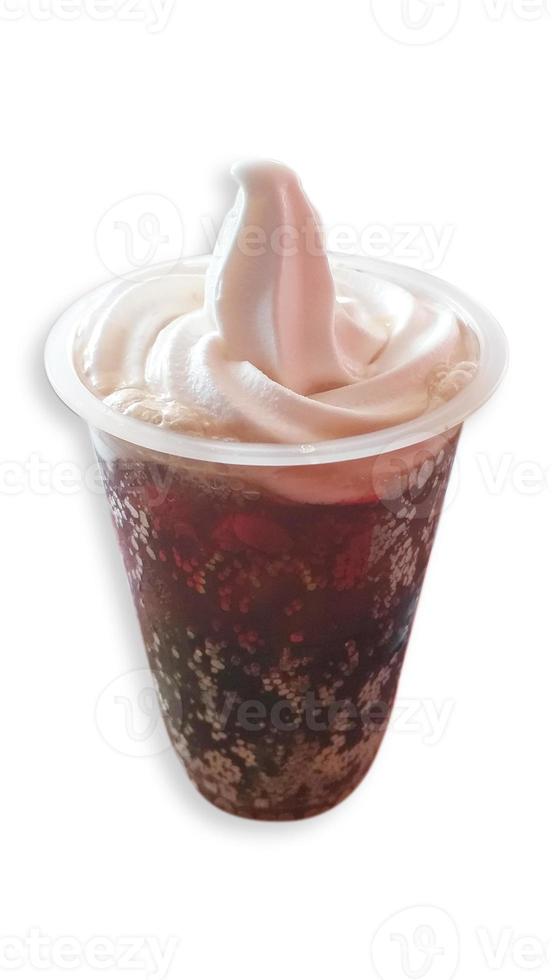 drink with ice cream float on cup with full shot and white background photo