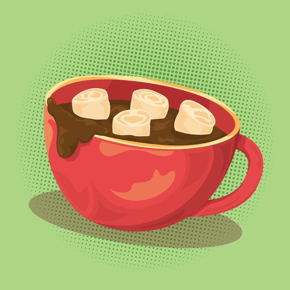 Cup of Hot Chocolate with Marshmallow vector