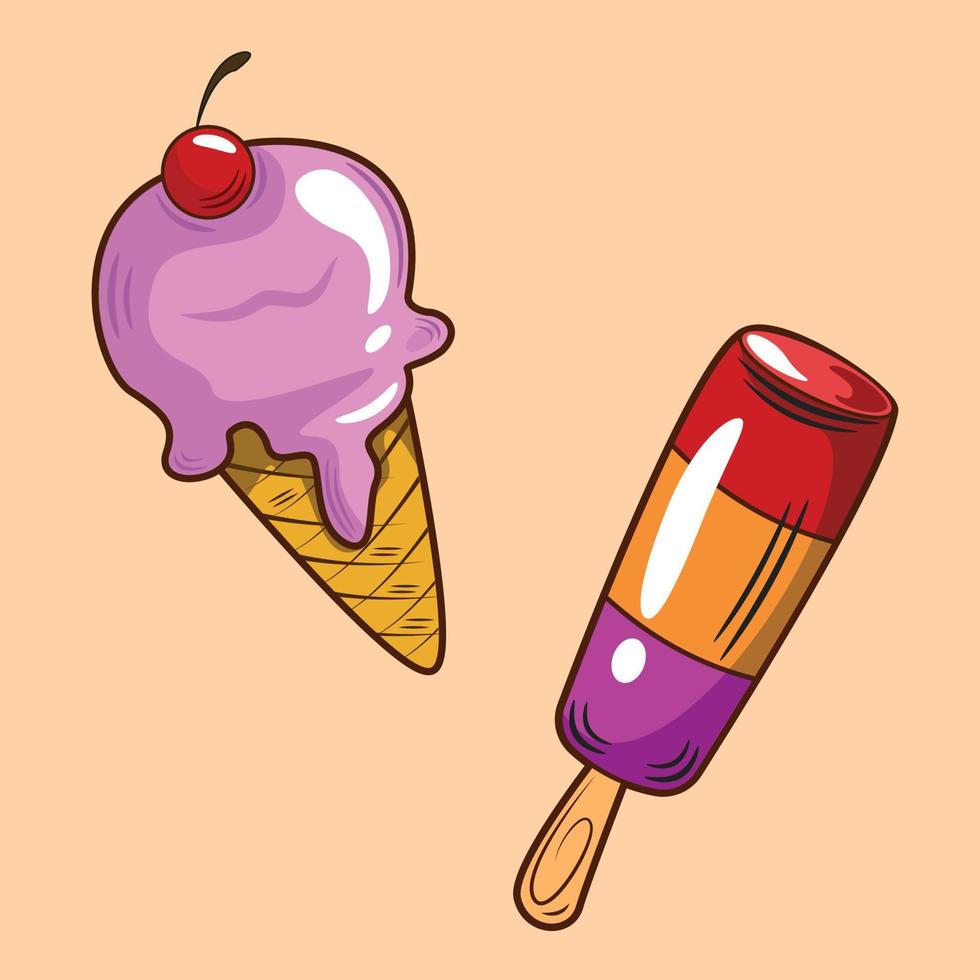 ilustración de vector de helado dibujado a mano