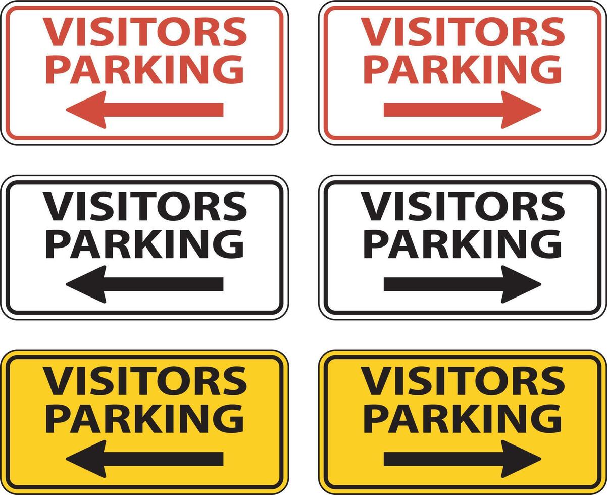Visitors Parking Right Arrow Left Arrow Sign On White Background vector