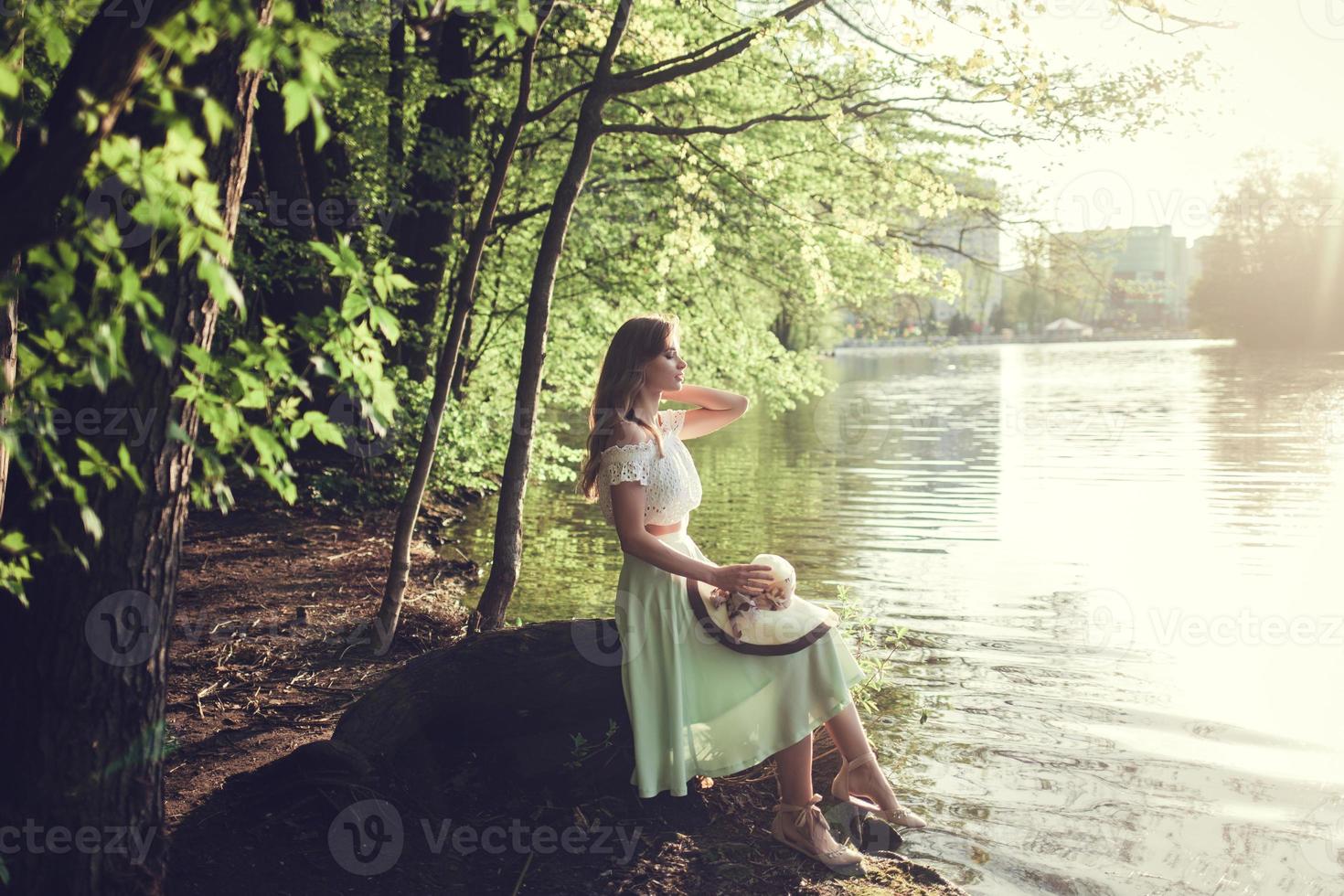 Beautiful romantic girl in vintage dress photo