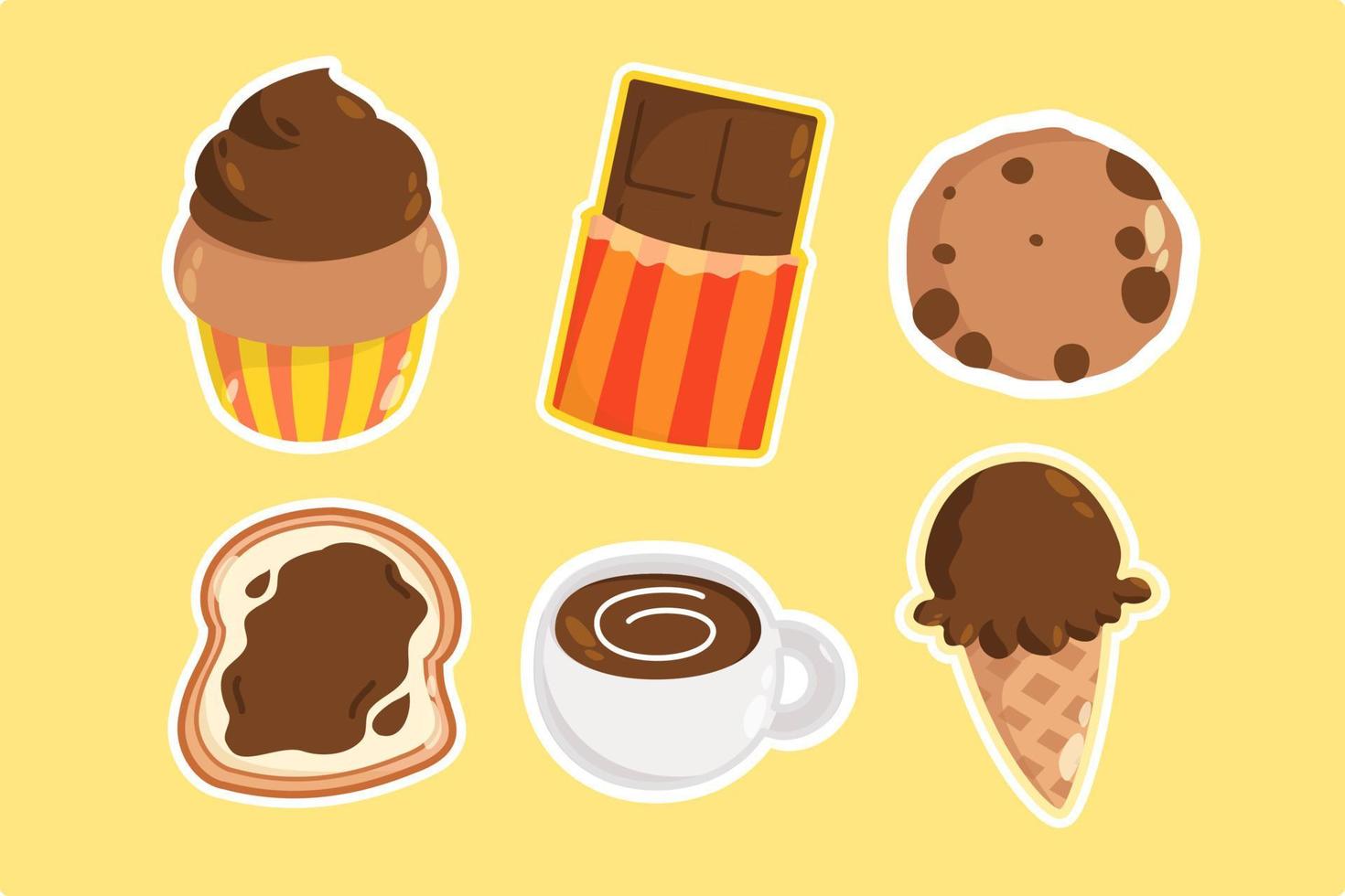 Chocolate Sticker Elements vector