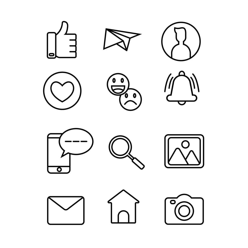 Outline Social Media Icons vector