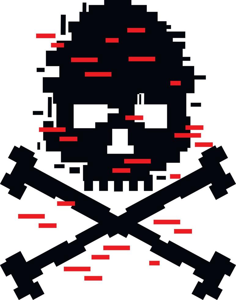 digital sign pixel skull t shirt design vector