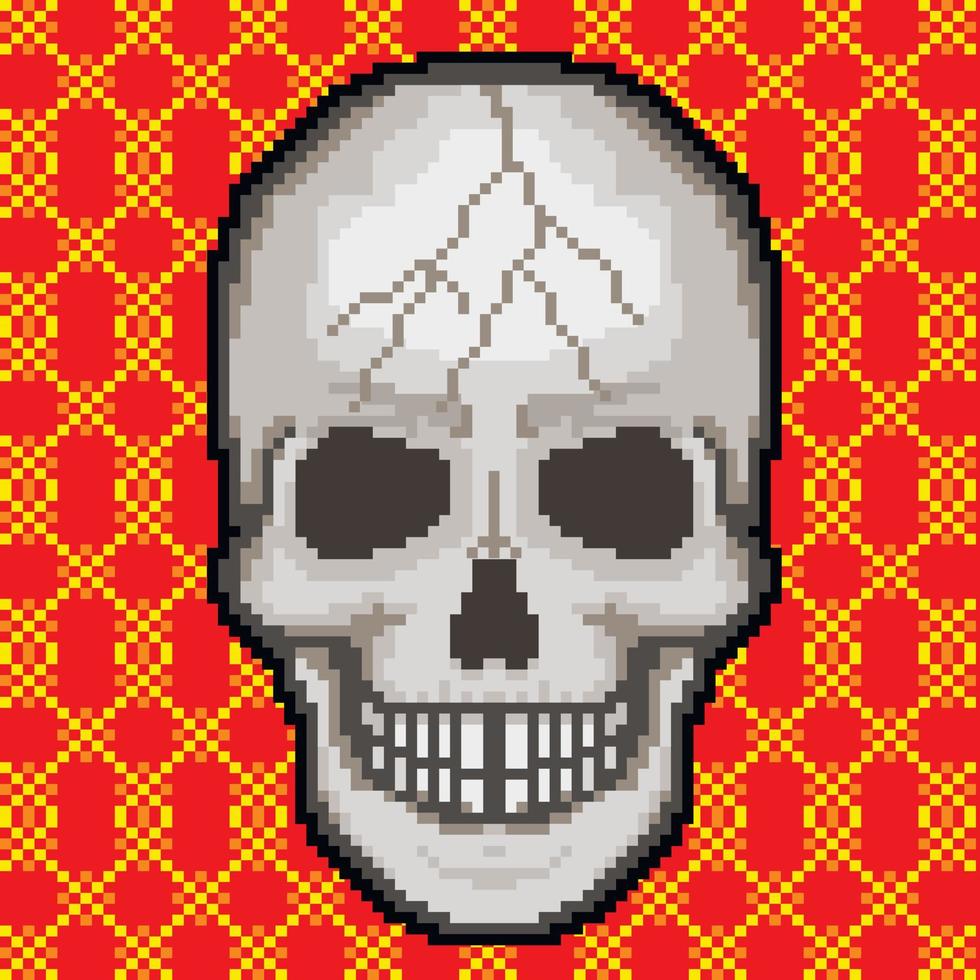 digital sign pixel skull t shirt design vector