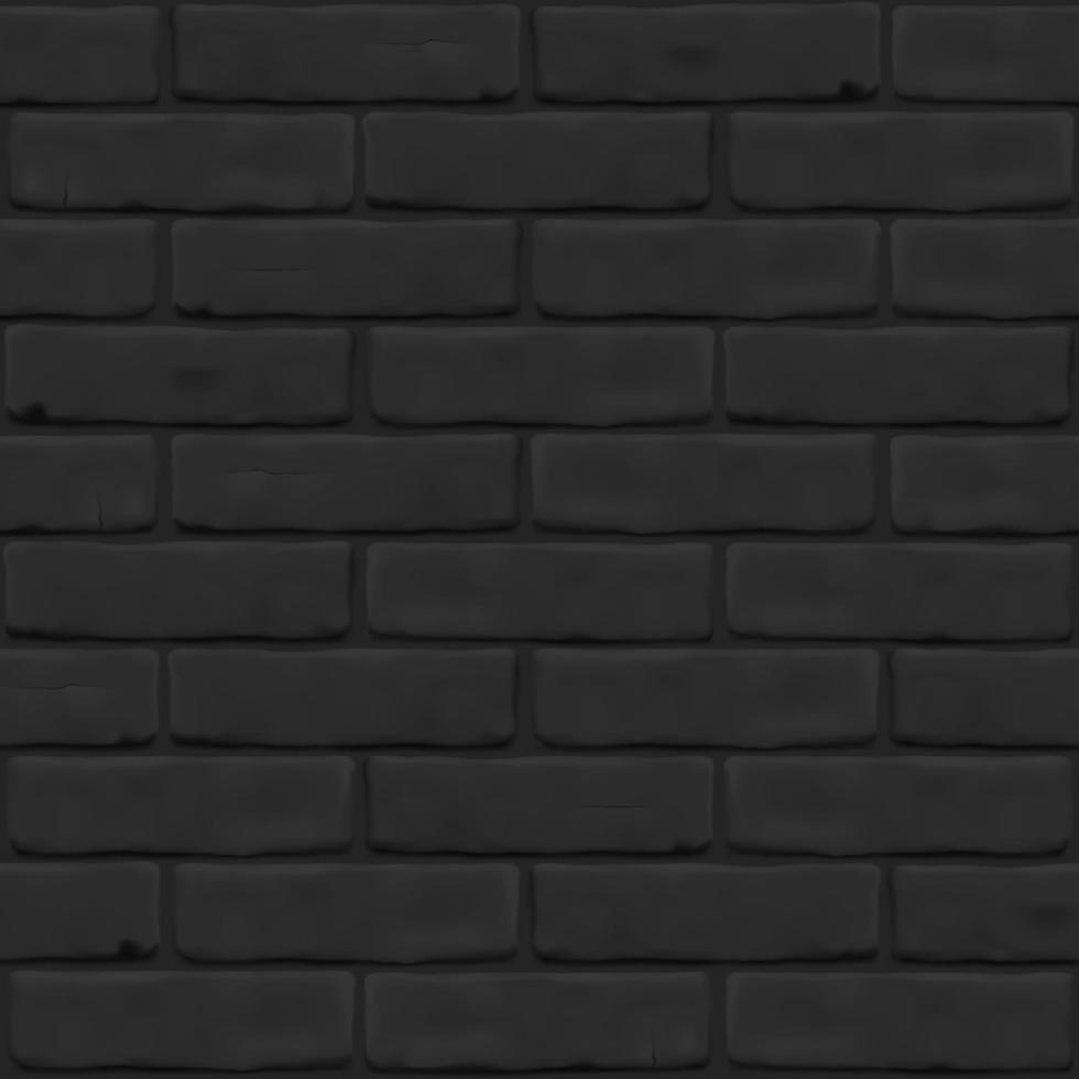 Photorealistic texture of black brick wall as background. Masonry close up for 3D, exterior, interior, website, backdrop. Seamless vector pattern.