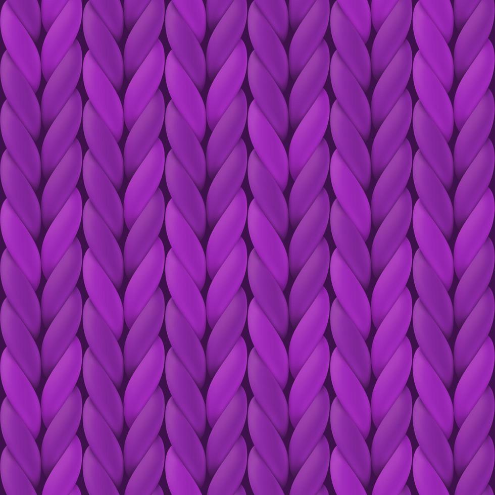 Purple realistic knitted texture for wallpaper and background. Vector seamless pattern. Illustration with closeup of woolen fabric for wrapping paper, winter design, postcard.