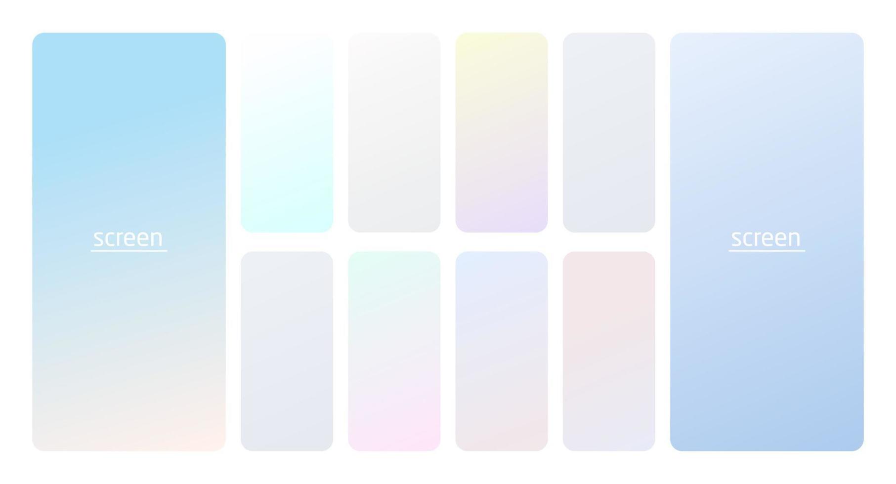 Pastel gradient smooth and soft vibrant color background set. vector