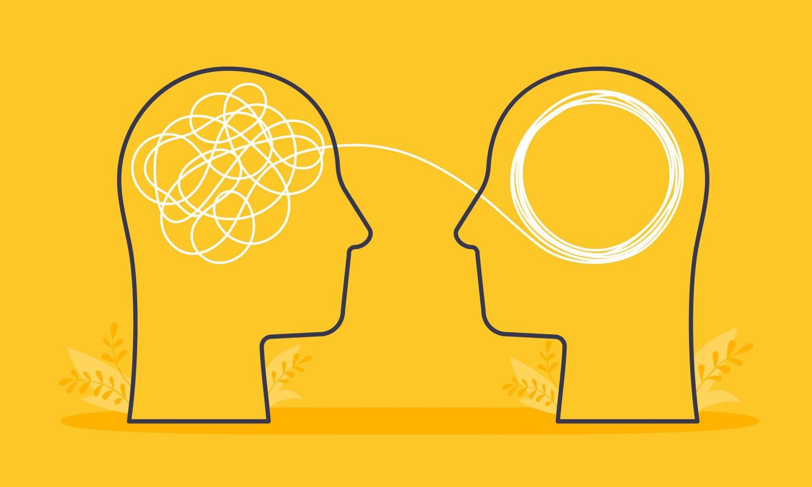 Psychologist consulting or mental problem solving brainstorm concept. vector