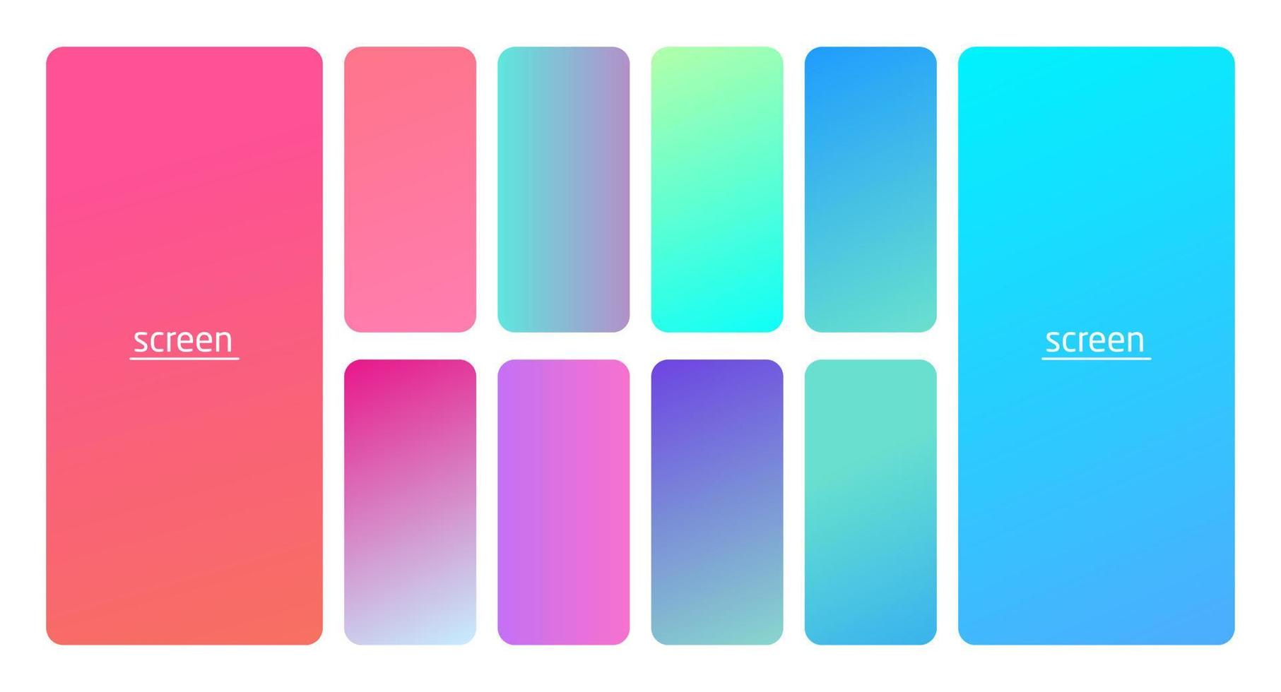 Pastel gradient smooth and soft vibrant color background set. vector