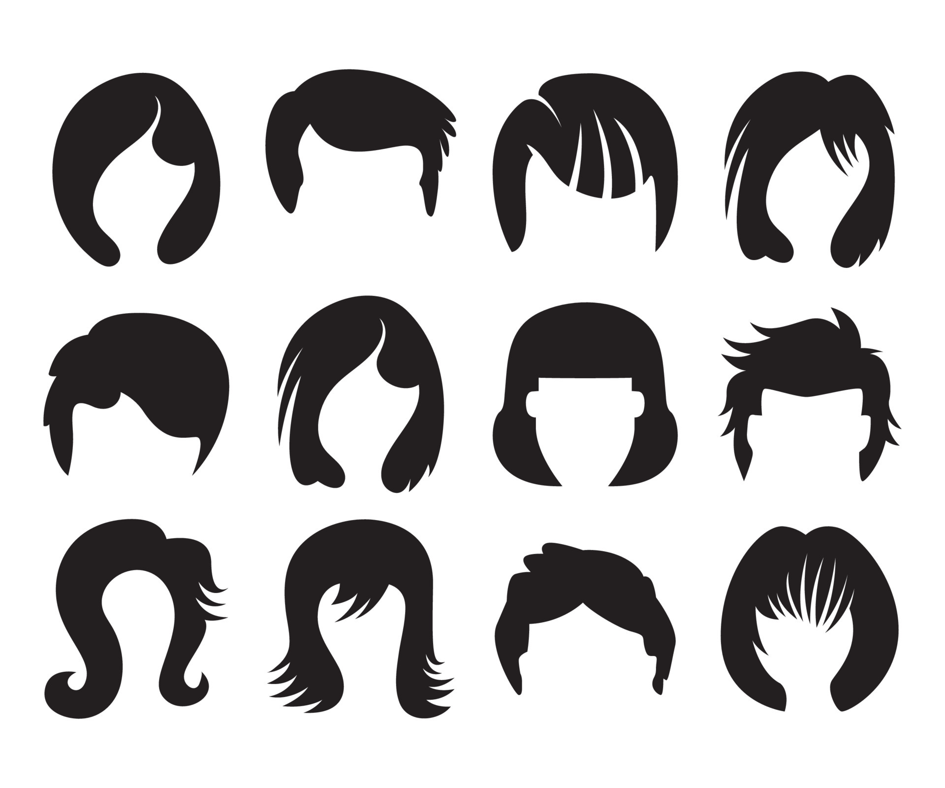 male and female hairstyle and wig icons set 7140033 Vector Art at Vecteezy