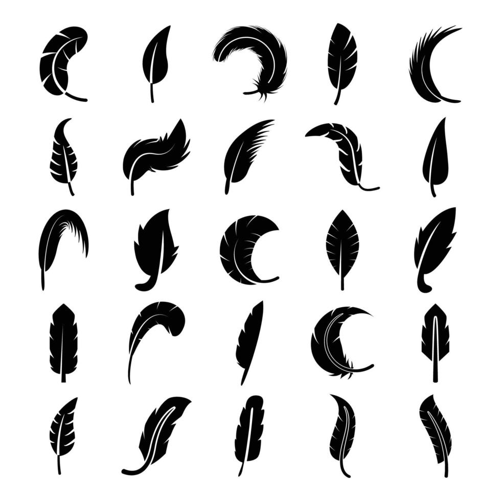silhouette feather set vector