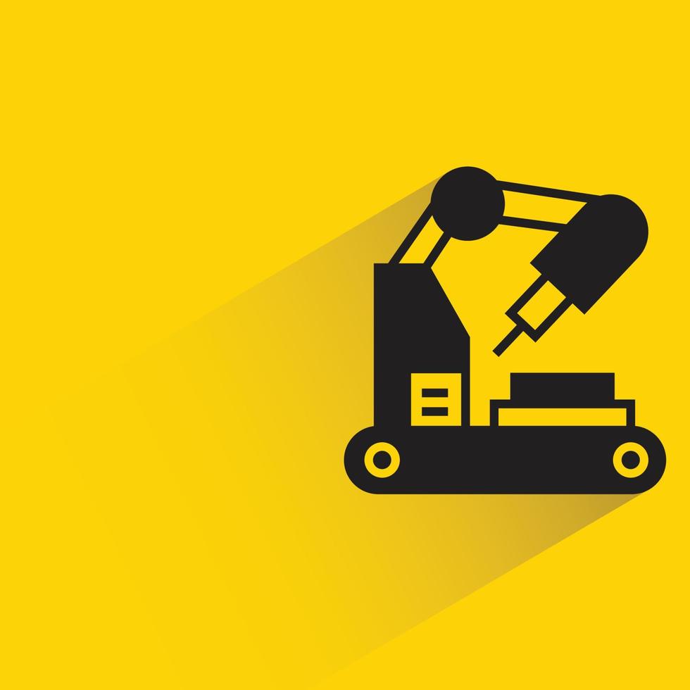 production line robot icon yellow background vector illustration