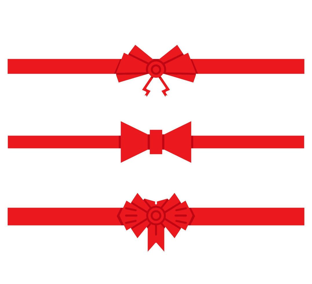 red ribbon and bow tie set vector
