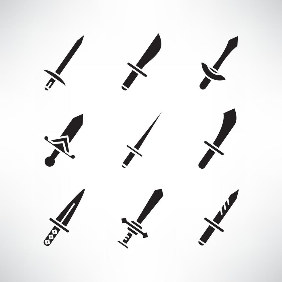 knight sword icons set vector