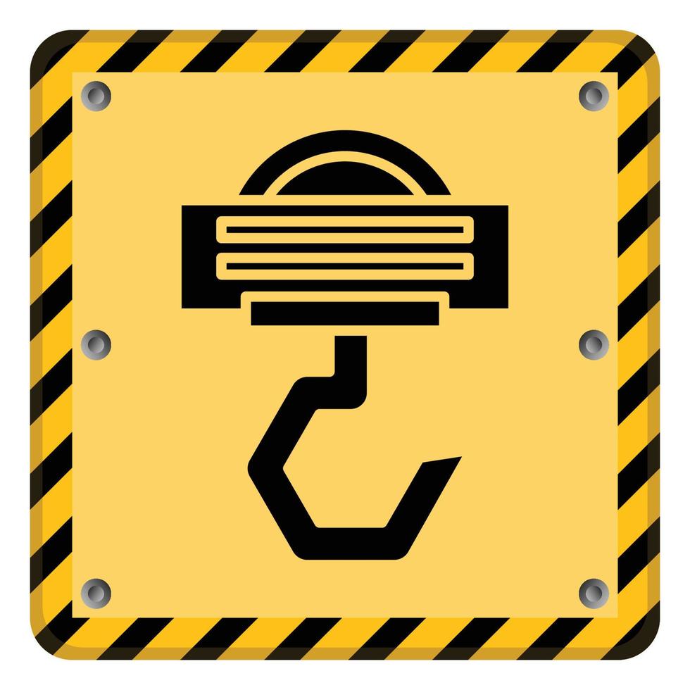 yellow crane hook signage vector