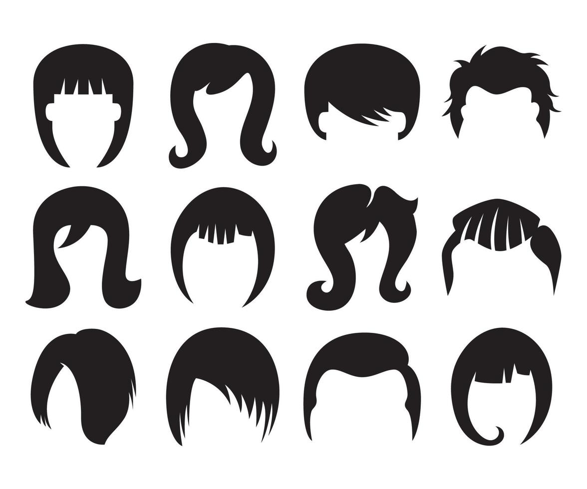 conjunto de iconos de peinado y peluca vector