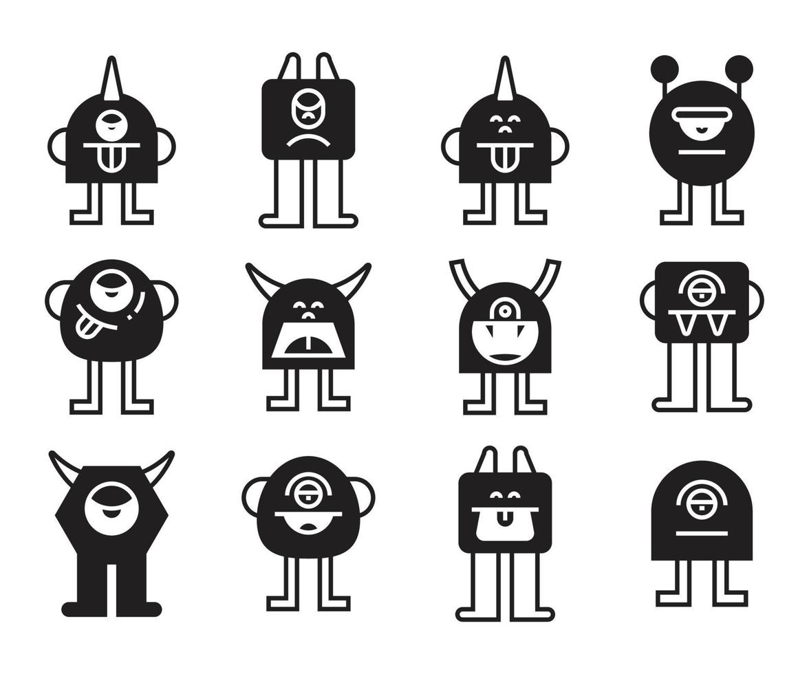 cartoon monster icons vector illustration