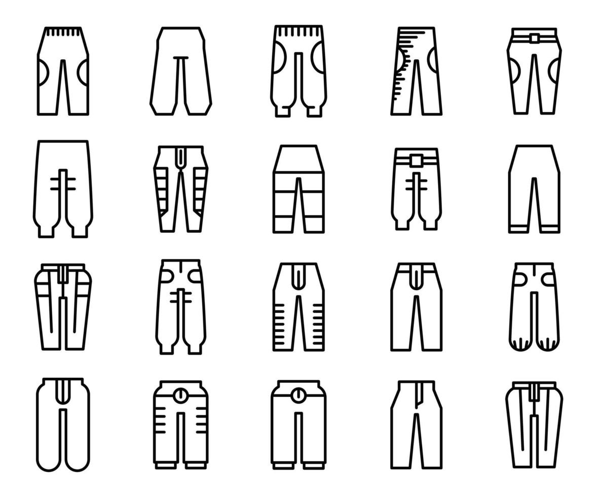 trouser pants line icons vector