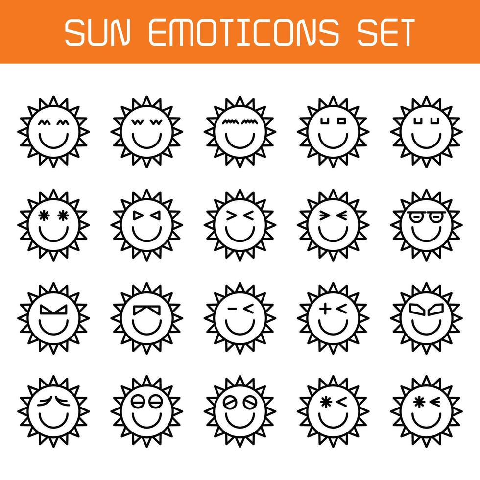 comic sun emoticon line illustration vector