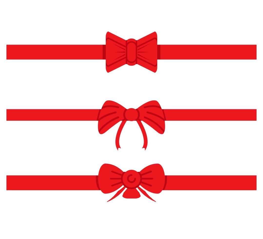 conjunto de cinta roja y pajarita para decoración de regalo vector