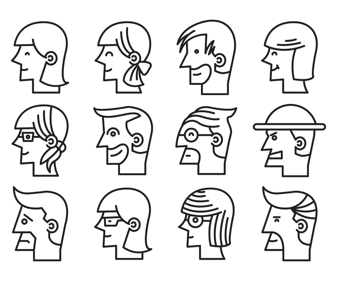 conjunto de avatares de perfil de cara de mujer y hombre 7140138 Vector en  Vecteezy