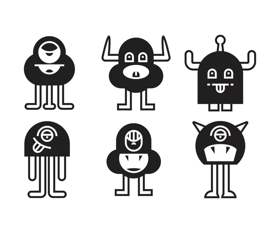 monstruo, iconos, vector, ilustración vector