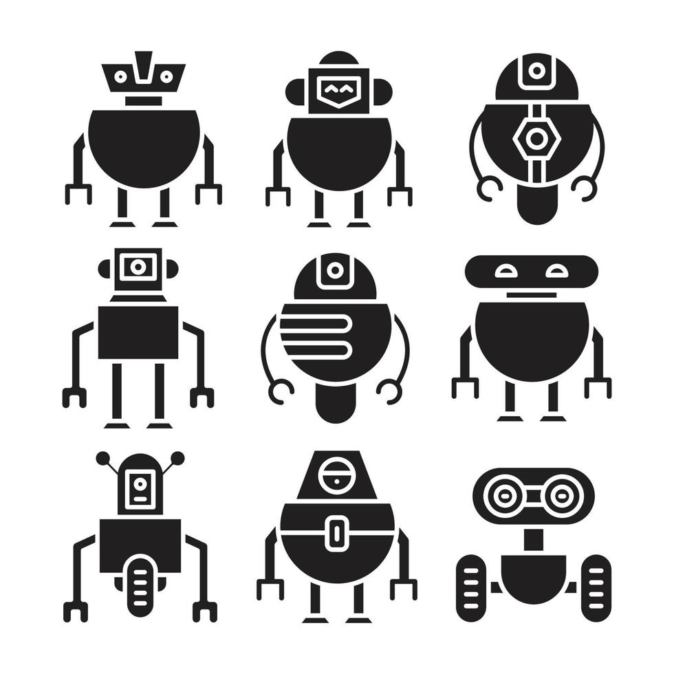 robot icons vector set