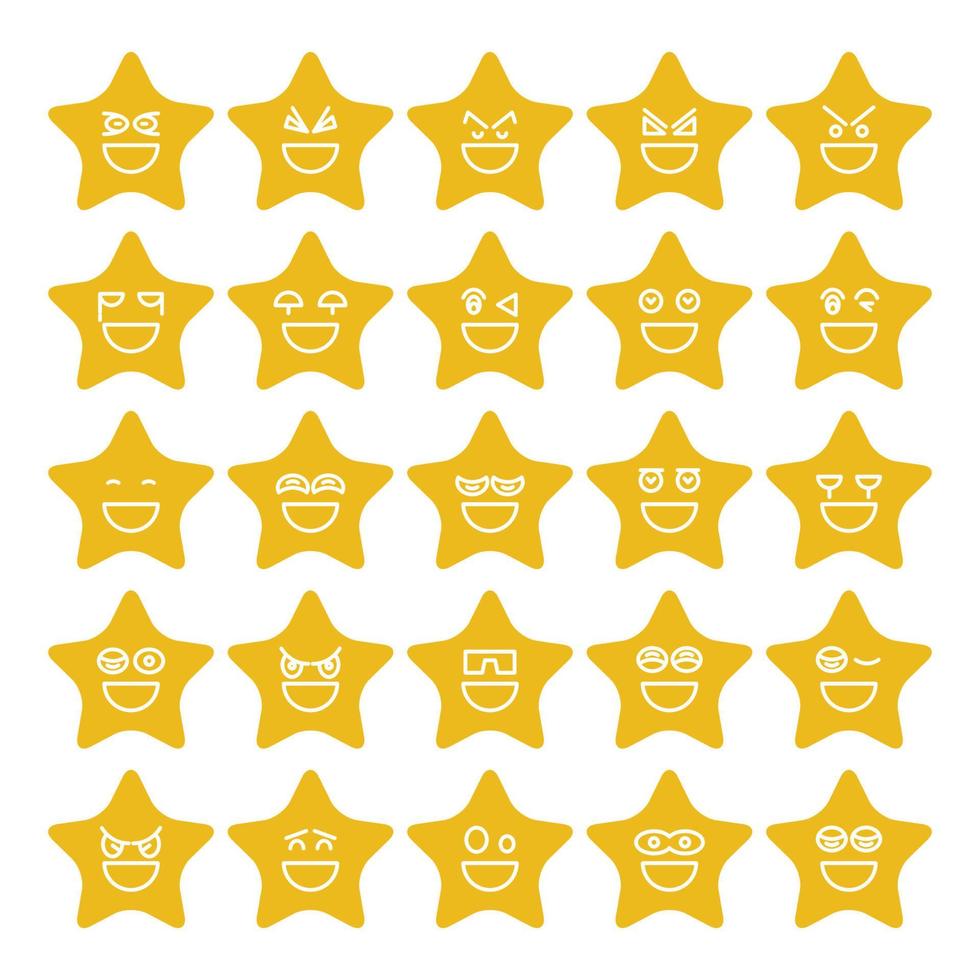 funny star emoticon vector set