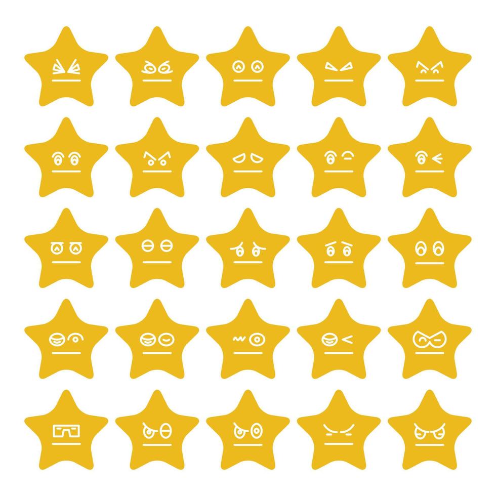 happy star emoticon vector set