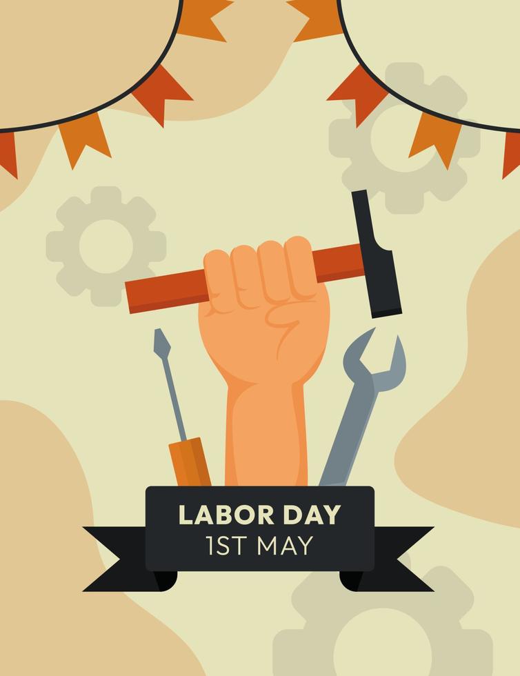 Flat Happy Labour Day Background Design vector
